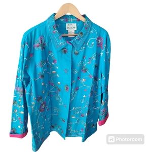 Cracker factory shirt jacket Butterfly beaded embroidery